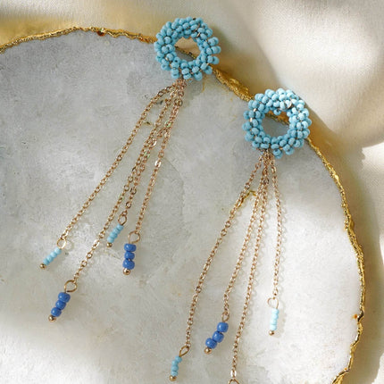 Azure Blue Hoop Earrings - HASHTACK