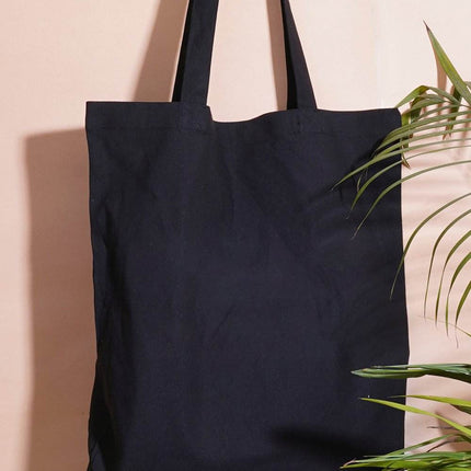 Black Plain Canvas Tote Bag - HASHTACK