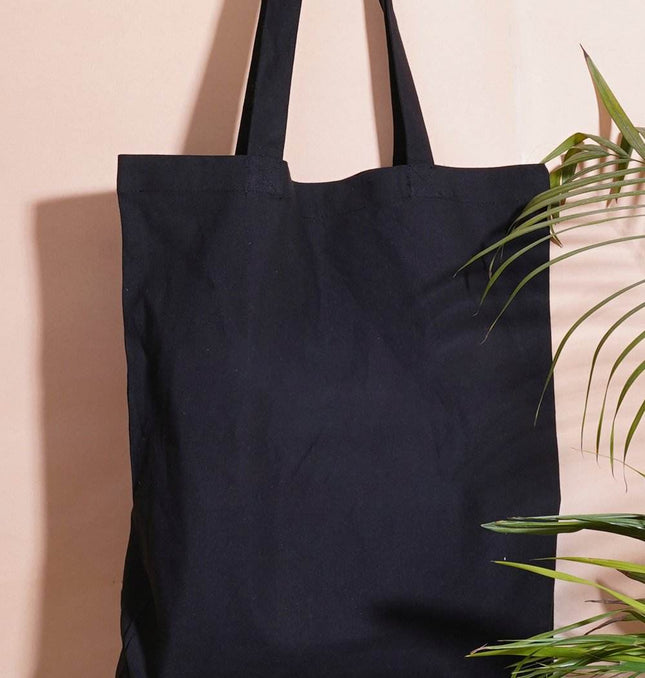 Black Plain Canvas Tote Bag - HASHTACK
