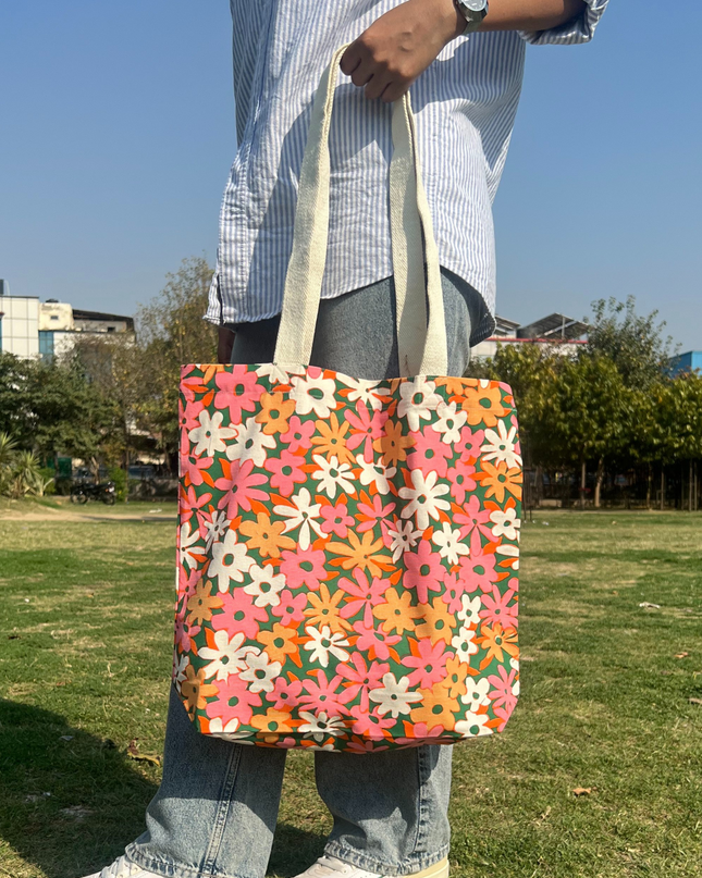 Floral Cotton Canvas Tote