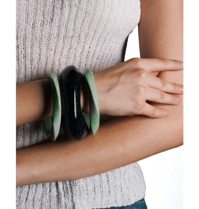 Dual-Tone Chunky Bangle Set