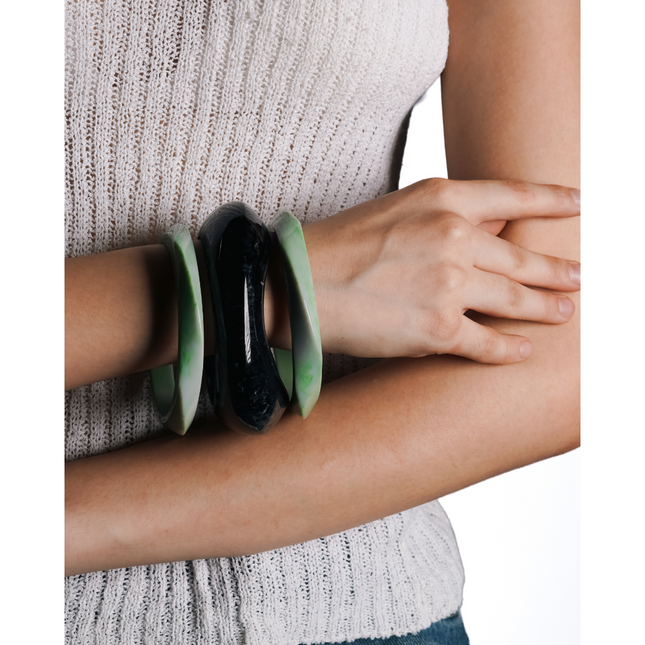 Dual-Tone Chunky Bangle Set