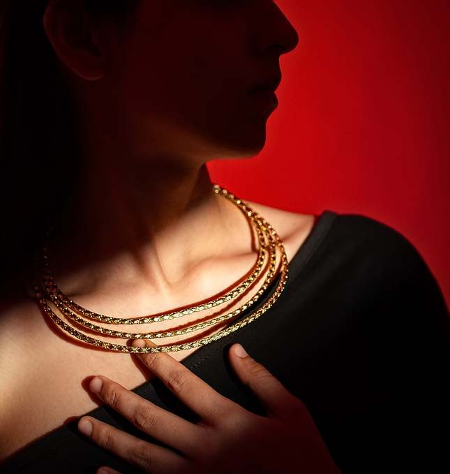 Triple Layer Brass Necklace