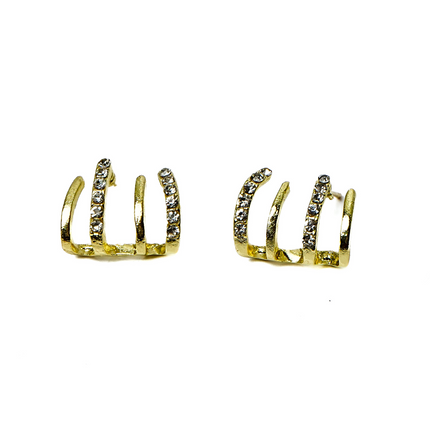 Triple Spiral Gold Hoop Earrings