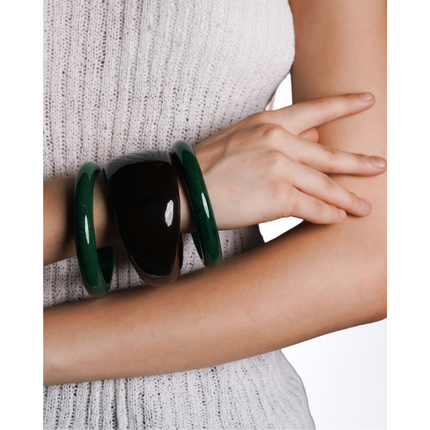 Emerald Green & Black Glossy Bangle Set