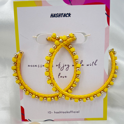 Yellow Handmade Beaded Hoop