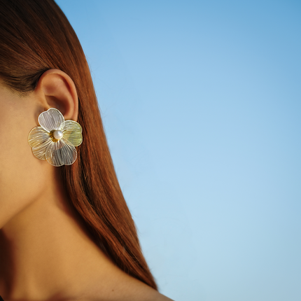 Silver Floral Pearl Earrings