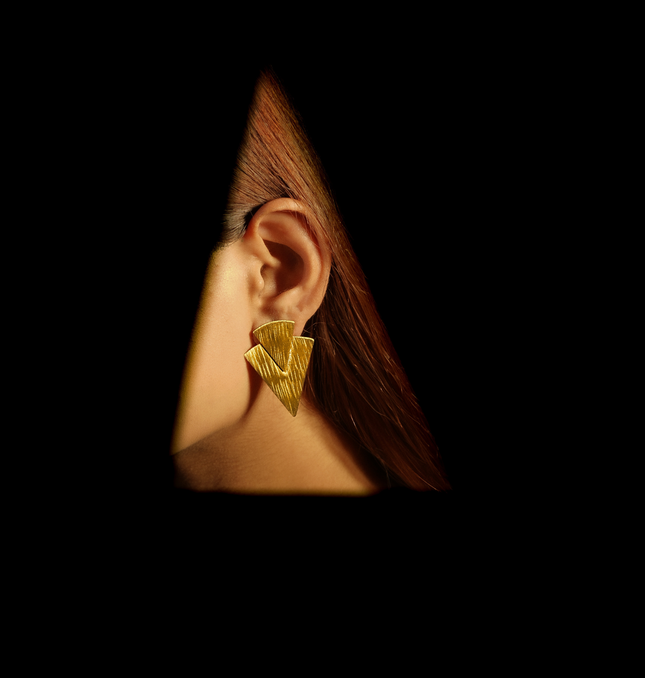 Bold Brass Triangle Earrings