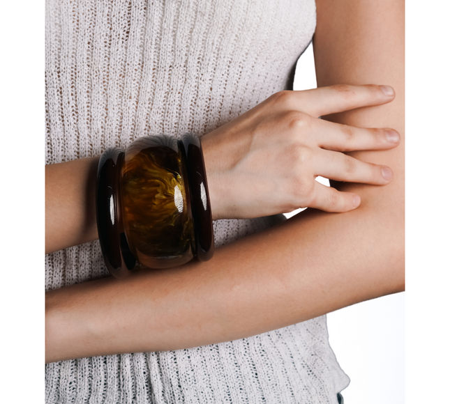 Amber Swirl Resin Statement Bangle