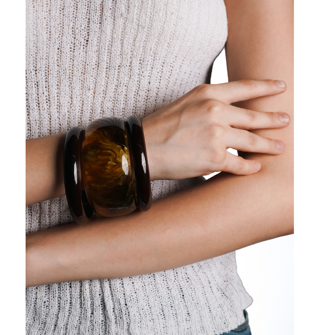 Amber Swirl Resin Statement Bangle