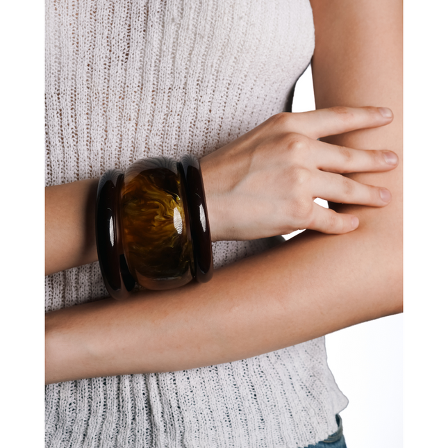 Amber Swirl Resin Statement Bangle