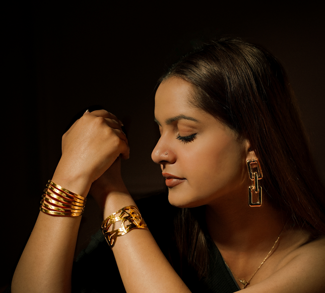 Hammered Gold Brass Lace Cuff