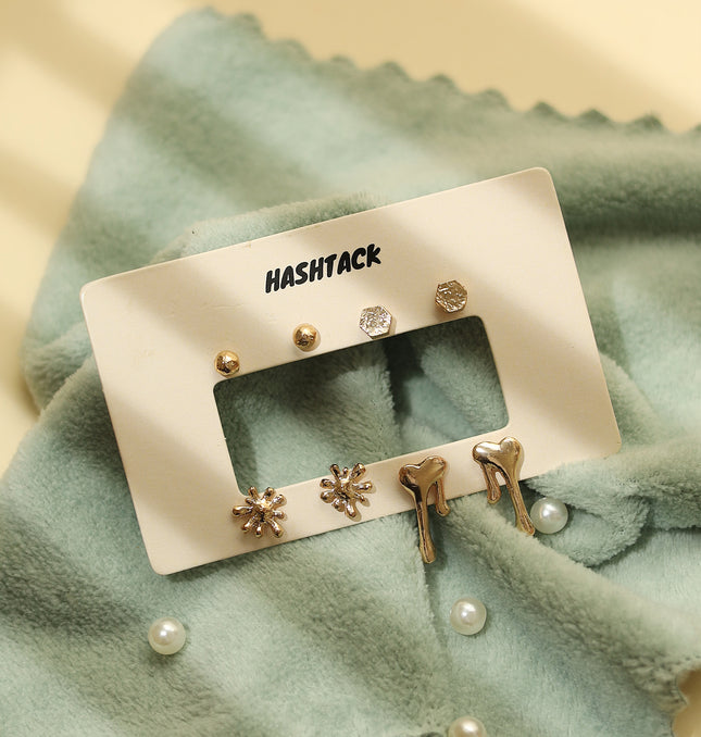 METAL EARRING SET SET OF 4 HEART DROP