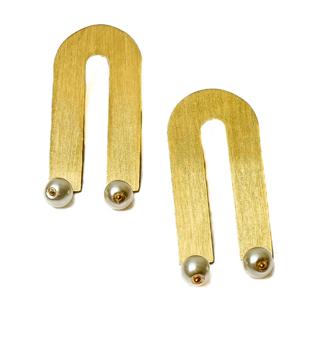 Minimalist U-Shaped Brass Earrings
