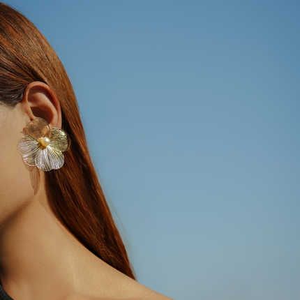Silver Floral Pearl Earrings
