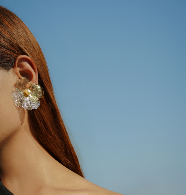 Silver Floral Pearl Earrings