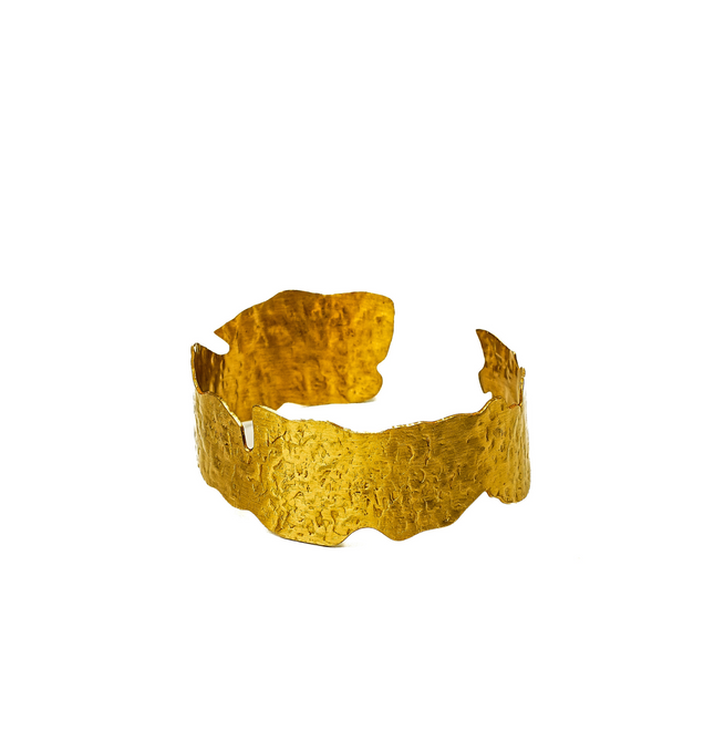 Textured Block Adjustable Brass Cuff