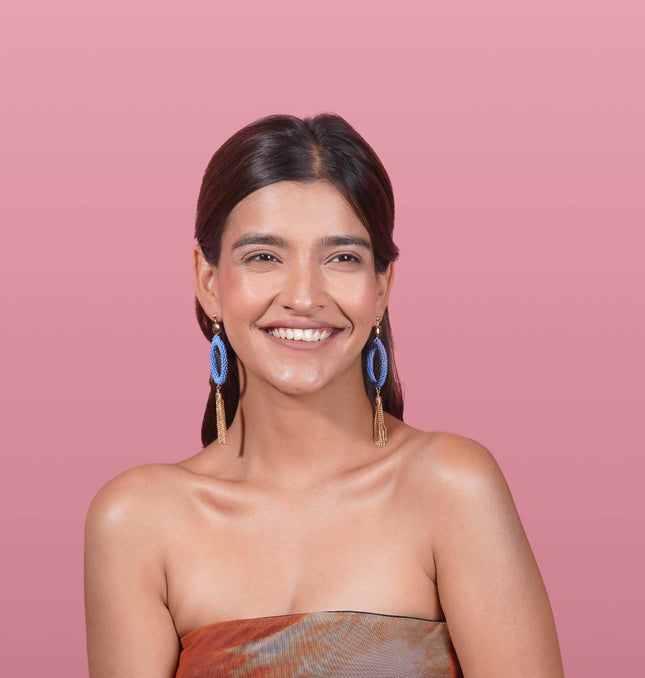 Police Blue Hoops Earrings - HASHTACK