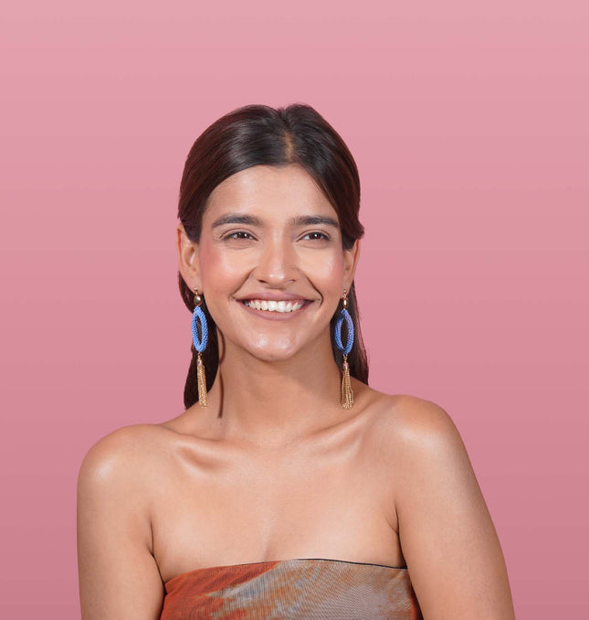 Police Blue Hoops Earrings