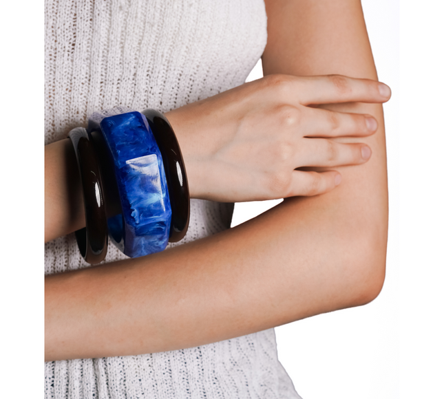 Ocean Blue Resin Statement Bangle