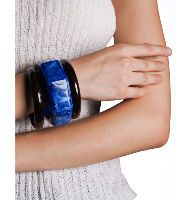 Ocean Blue Resin Statement Bangle