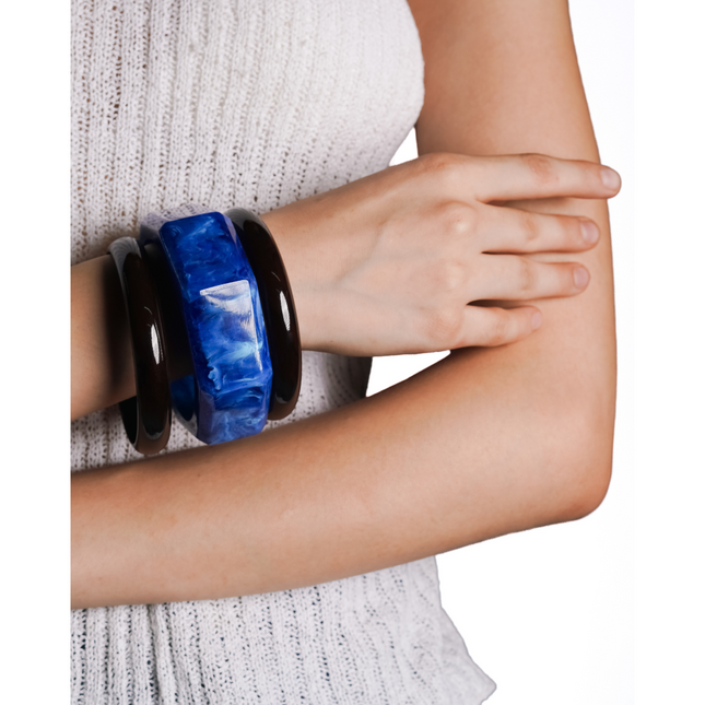 Ocean Blue Resin Statement Bangle