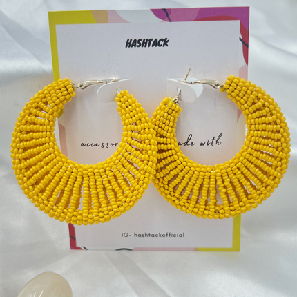 Sunshine Yellow Beaded Earrings