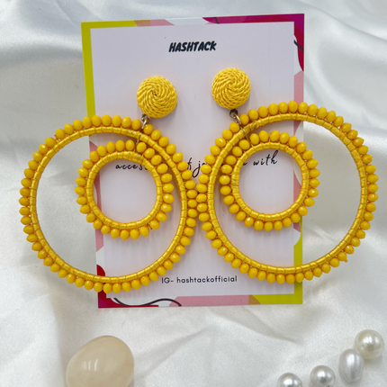 Double Ring Beaded Earrings