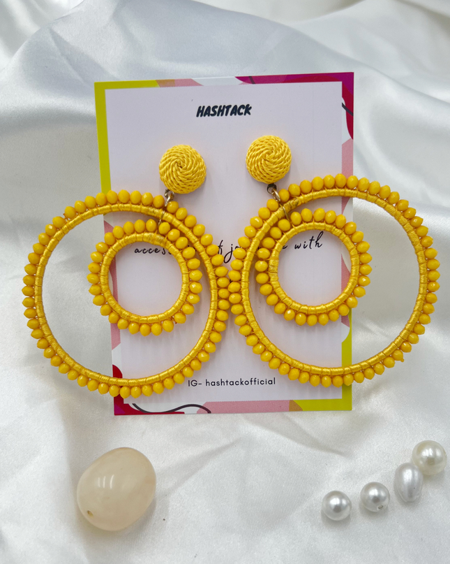 Double Ring Beaded Earrings