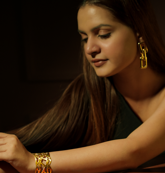 Hammered Gold Brass Lace Cuff