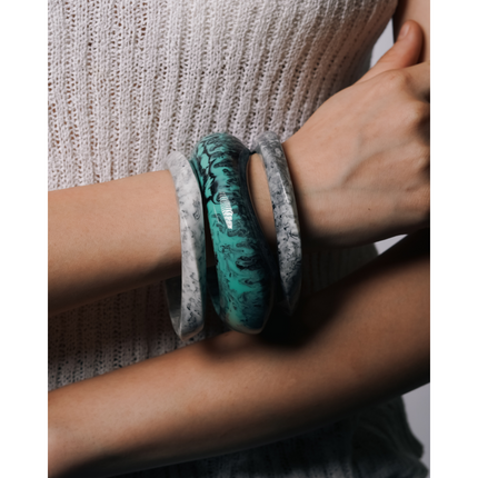 Triple Marbled Resin Bangle Set