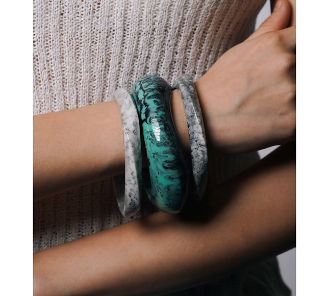 Triple Marbled Resin Bangle Set