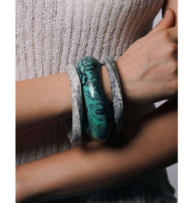 Triple Marbled Resin Bangle Set