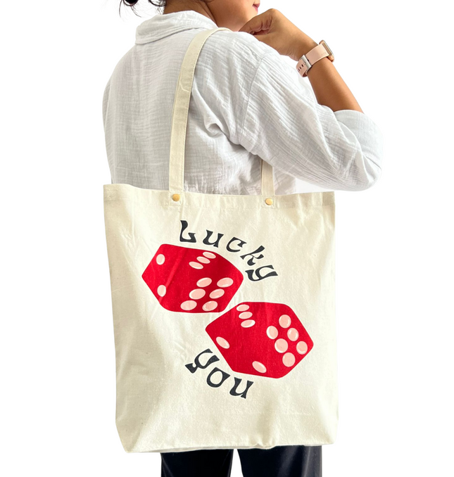 Lucky You Dice Canvas Tote Bag