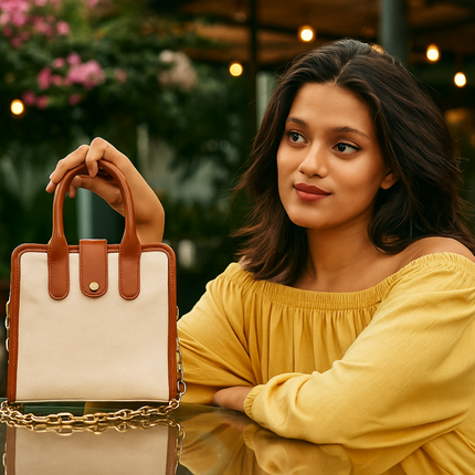 Street Smart Brown Canvas PU Shoulder Bag