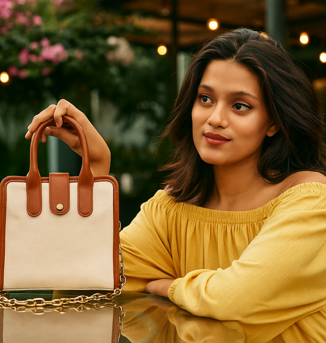 Street Smart Brown Canvas PU Shoulder Bag