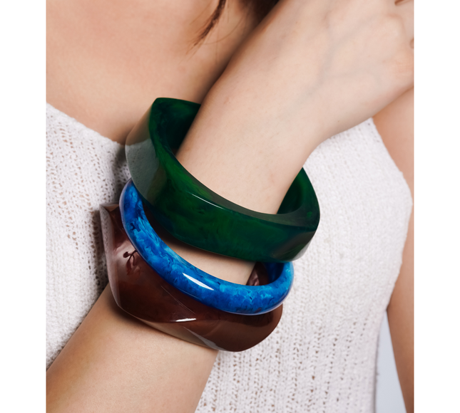 Bold Resin Statement Bangles – Set of 3