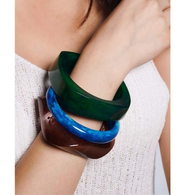 Bold Resin Statement Bangles – Set of 3