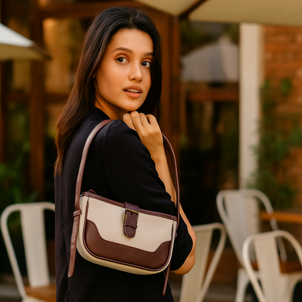 Minimalist Wine Canvas PU shoulder Bag