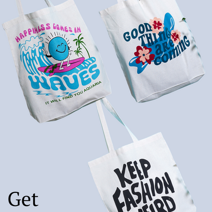 Happiness Comes In Waves Canvas Tote Bag