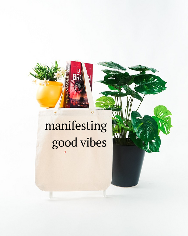 Manifesting Good Vibes Canvas Tote Bag