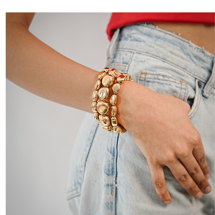 Radiant Gold Elastic Bracelet Set