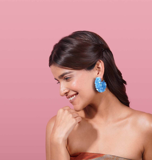 Floral Blue Earrings - HASHTACK