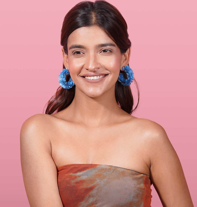 Floral Blue Earrings - HASHTACK