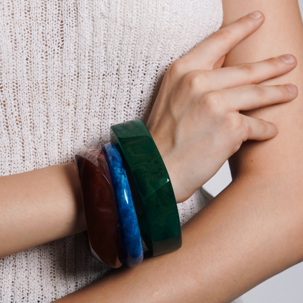 Bold Resin Statement Bangles – Set of 3