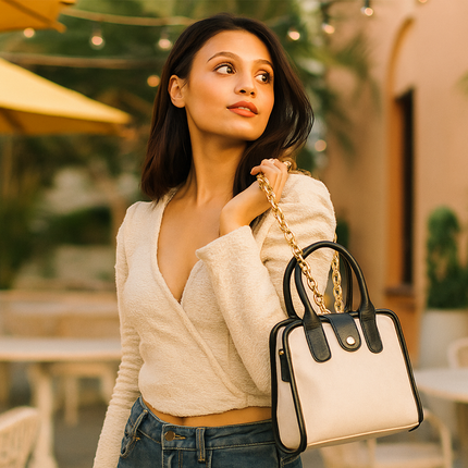 Street Smart Black Canvas PU Shoulder Bag