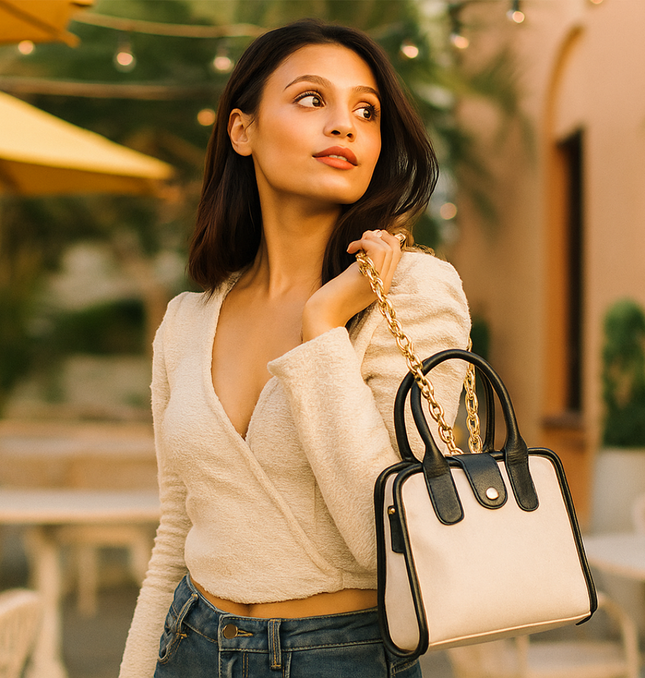 Street Smart Black Canvas PU Shoulder Bag