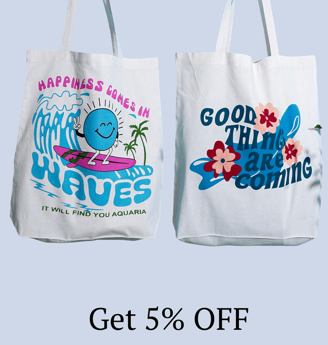 Happiness Comes In Waves Canvas Tote Bag - HASHTACK