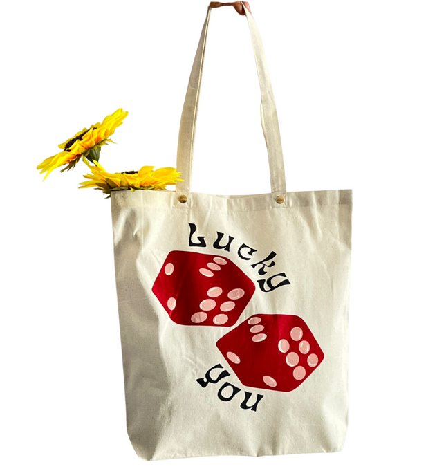 Lucky You Dice Canvas Tote Bag