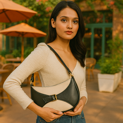 City Hollow Canvas PU Shoulder Bag